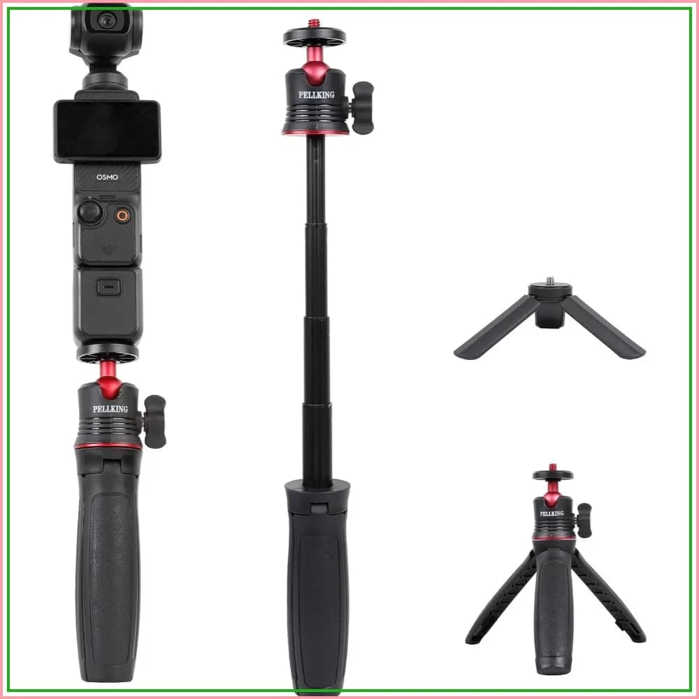 Mini Tripod & Selfie Stick Kit for DJI Osmo Pocket, Osmo Action, Insta360 X5 X4 X3, GoPro & More