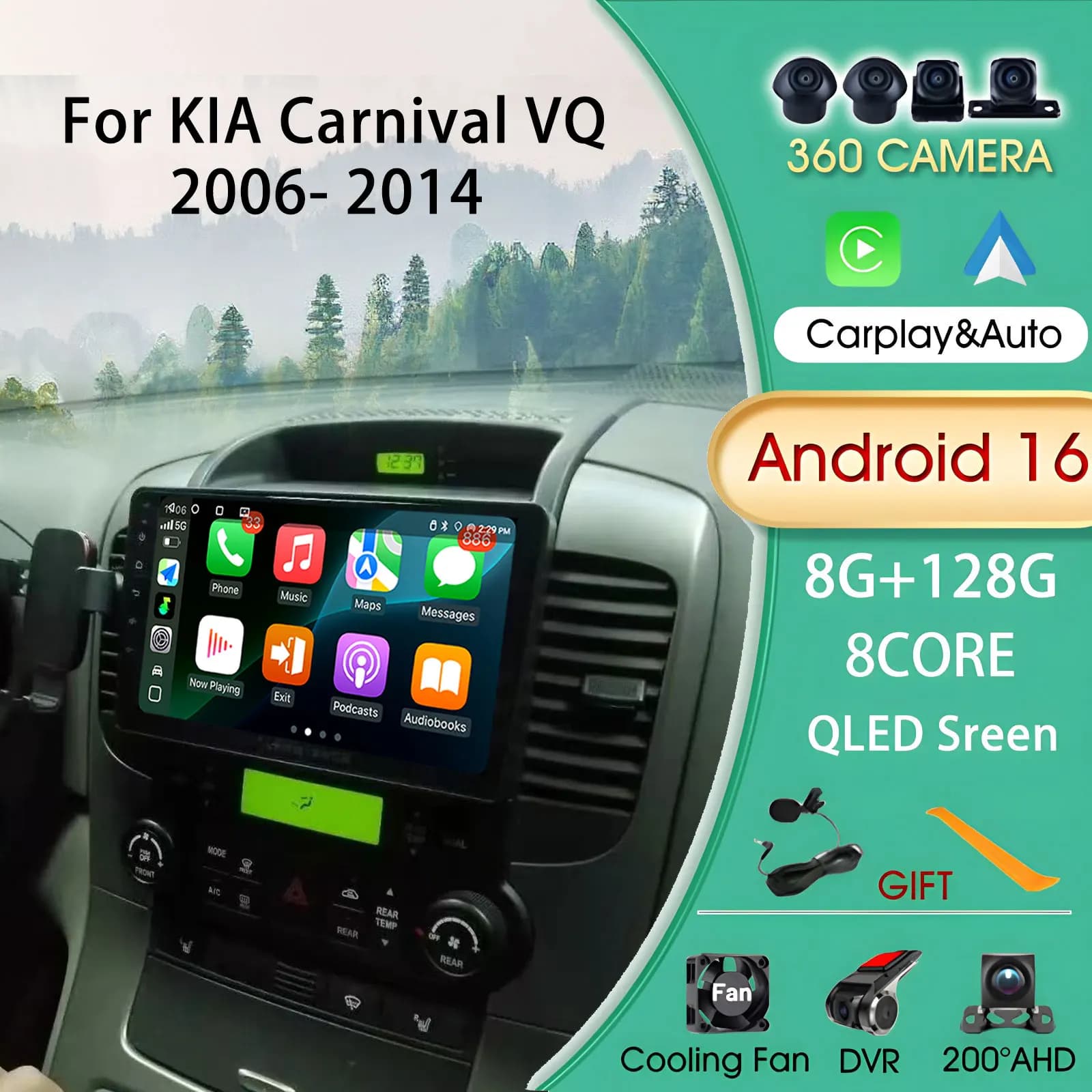 Autoradio Per KIA Carnival VQ 2006- 2014 Autoradio Multimediale Automotive 8Core wifi Video DSP Subwoofer Stereo Android14 Carplay