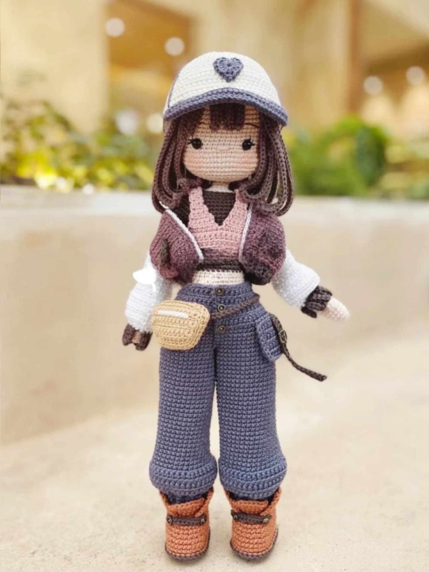 DIY Crochet Doll Material Kit Cute Large Doll Fashionable Handmade Craft Toy Display Item Cotton Yarn Fine Gauge Hook Included