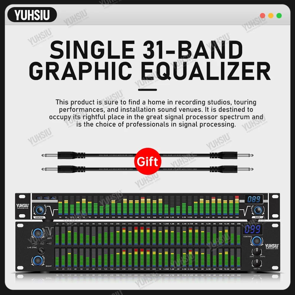 YUHSIU New Professional Digital Equalizer Audio Controll 31 Band Denoise Karaoke Dj Sound Equipment For Stage Performance Family