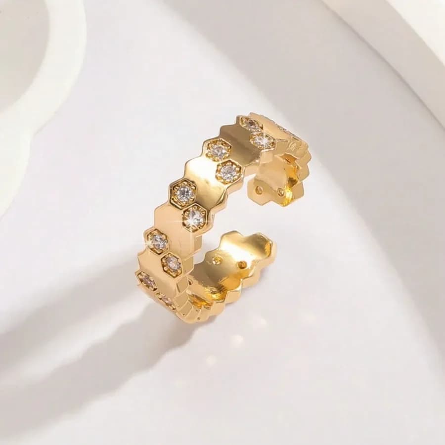 Anello geometrico a forma di stella per bambini, design a nido d'ape minimalista, gioiello alla moda per l'indice, regalo ideale per San Valentino