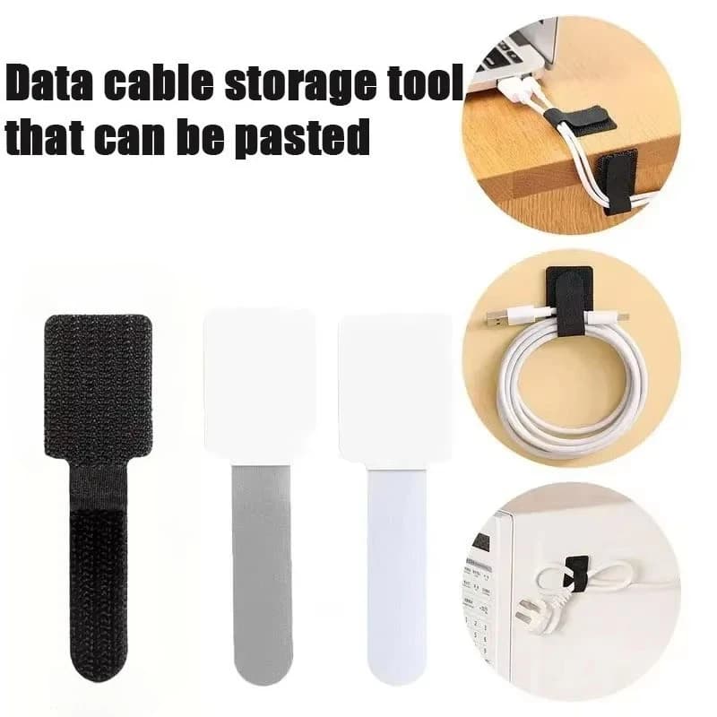 10-20PCS Self Adhesive Cable Tie Strong Stick Back Hook Loop Cord Keeper Reusable Wire Organizer for Office Desk