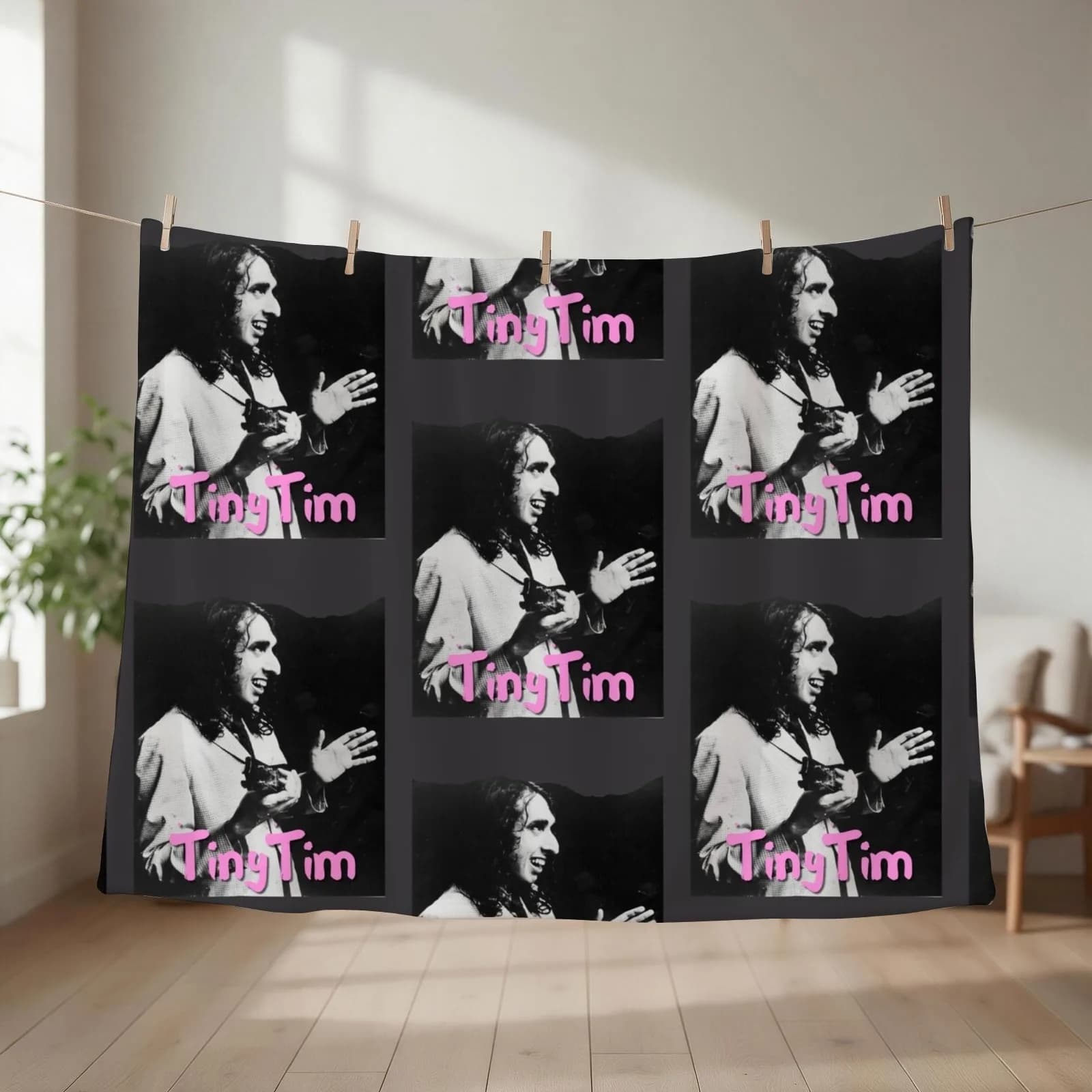 Tiny Tim Laughing - Herbert Khaury - Ukulele Throw Blanket Nap Sofa Throw Vintage halloween Blankets