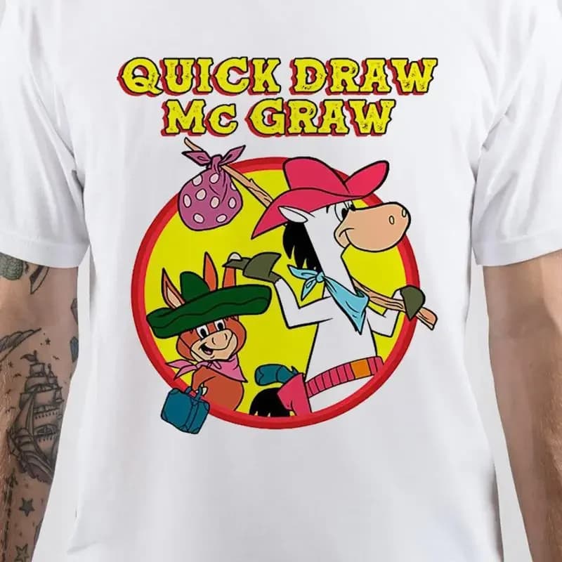 Quick Draw McGraw WHITE T shirt short sleeve All sizes S 5XL XB644