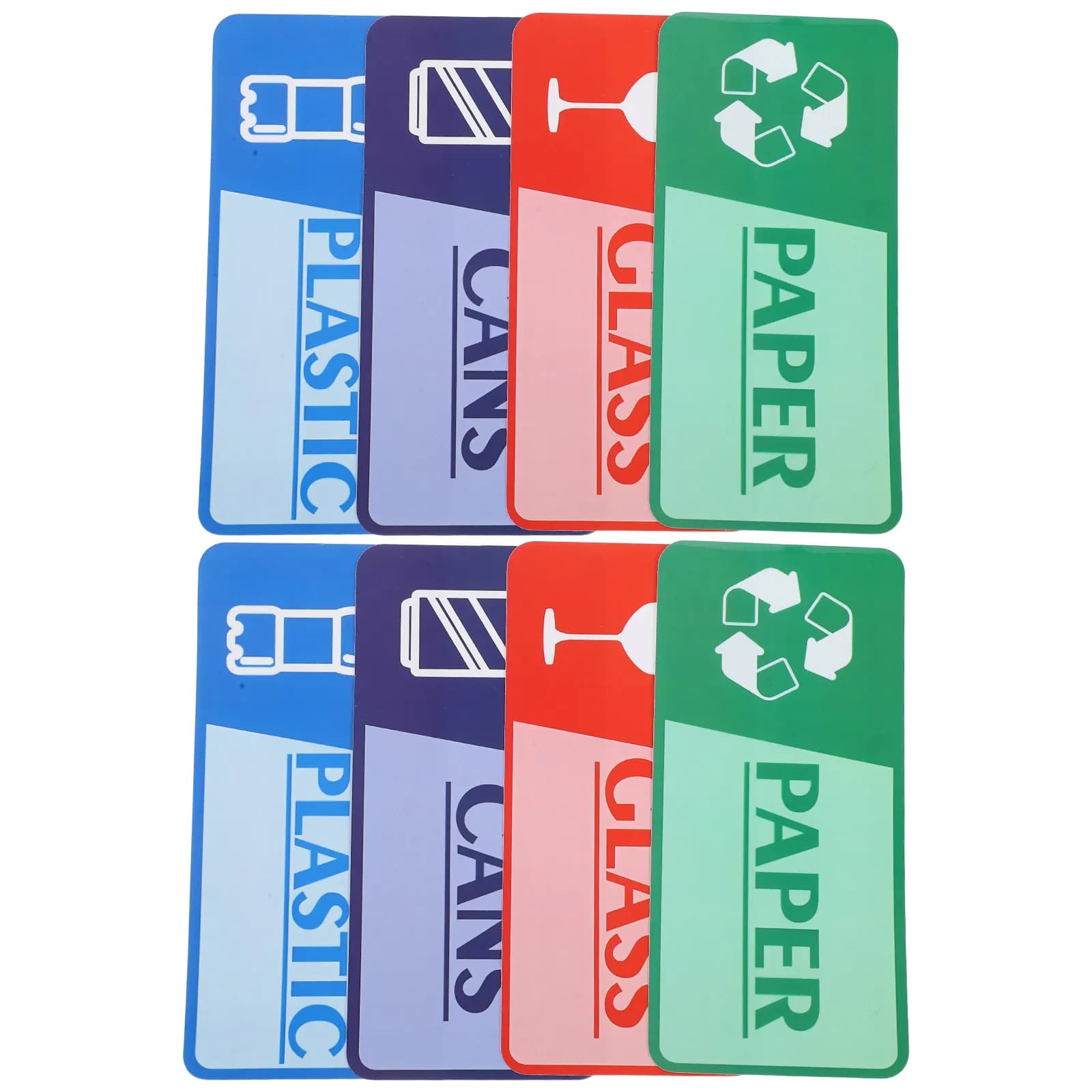 8 Fogli di Adesivi per Raccolta Differenziata, Etichette Autoadesive Resistenti alle Intemperie per Smistamento Efficiente di Vetro, Plastica e Carta