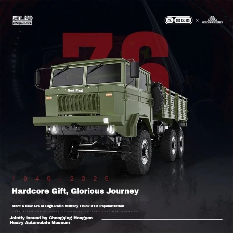 RLAARLO Hongyan CQ261 Camion Militare RC 6x6 in Scala 1/10, Modello Elettrico Telecomandato per Arrampicata Fuoristrada