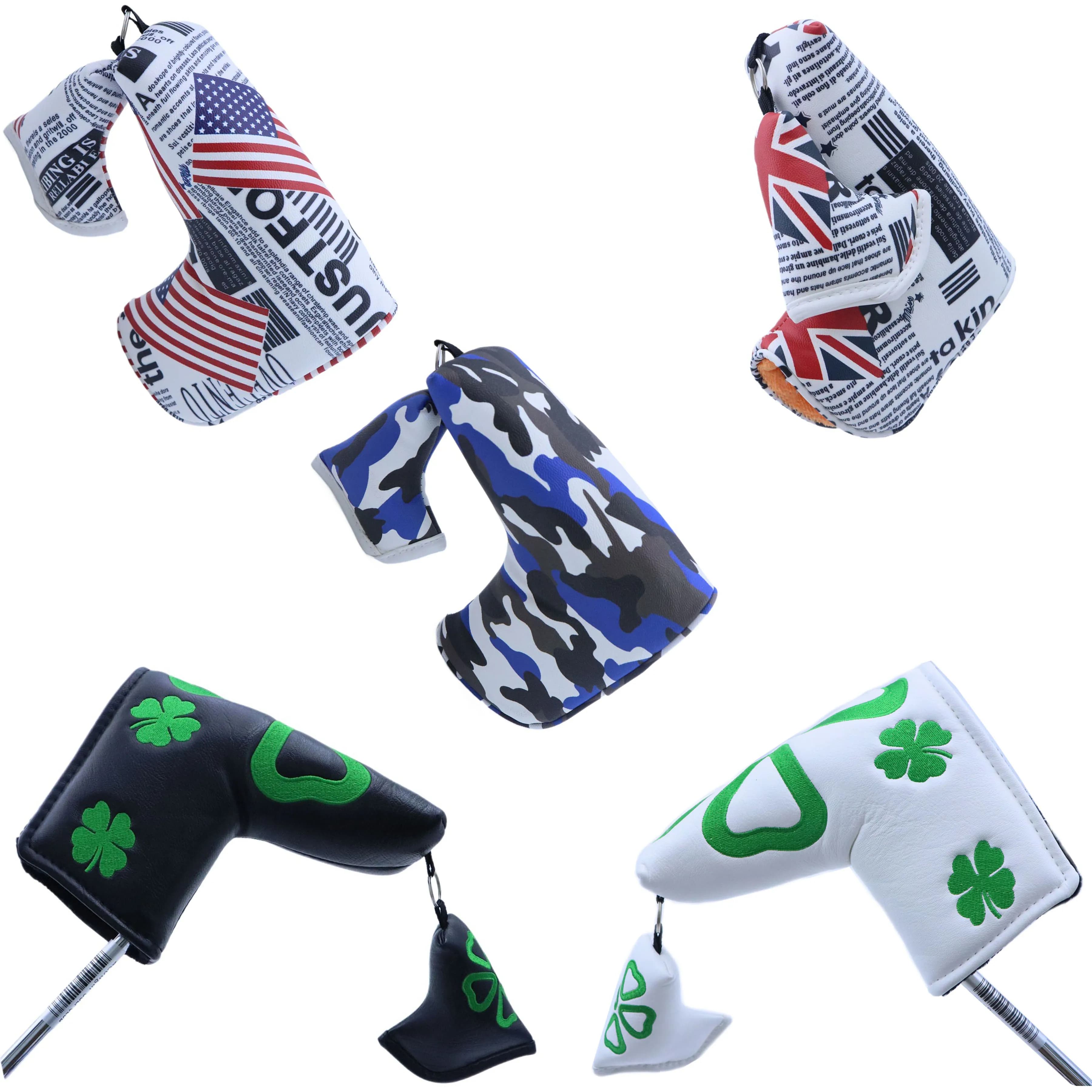 Magnete mimetico e quattro trifogli Copri putter lama da golf Chiusura magnetica Accessori da golf Protezione per la testa