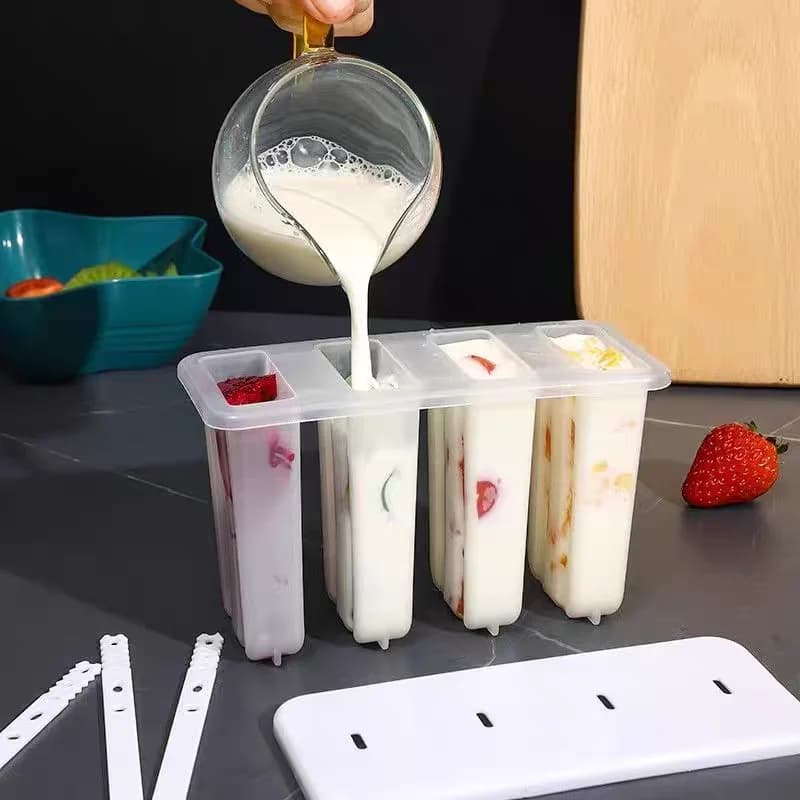 1-10PCS 4 Griglia FAI DA TE Stampo Per Gelato Riutilizzabile Per Bambini Popsicle Maker Creativo Congelato Trattare Kit per la Cucina di Casa Dessert strumenti