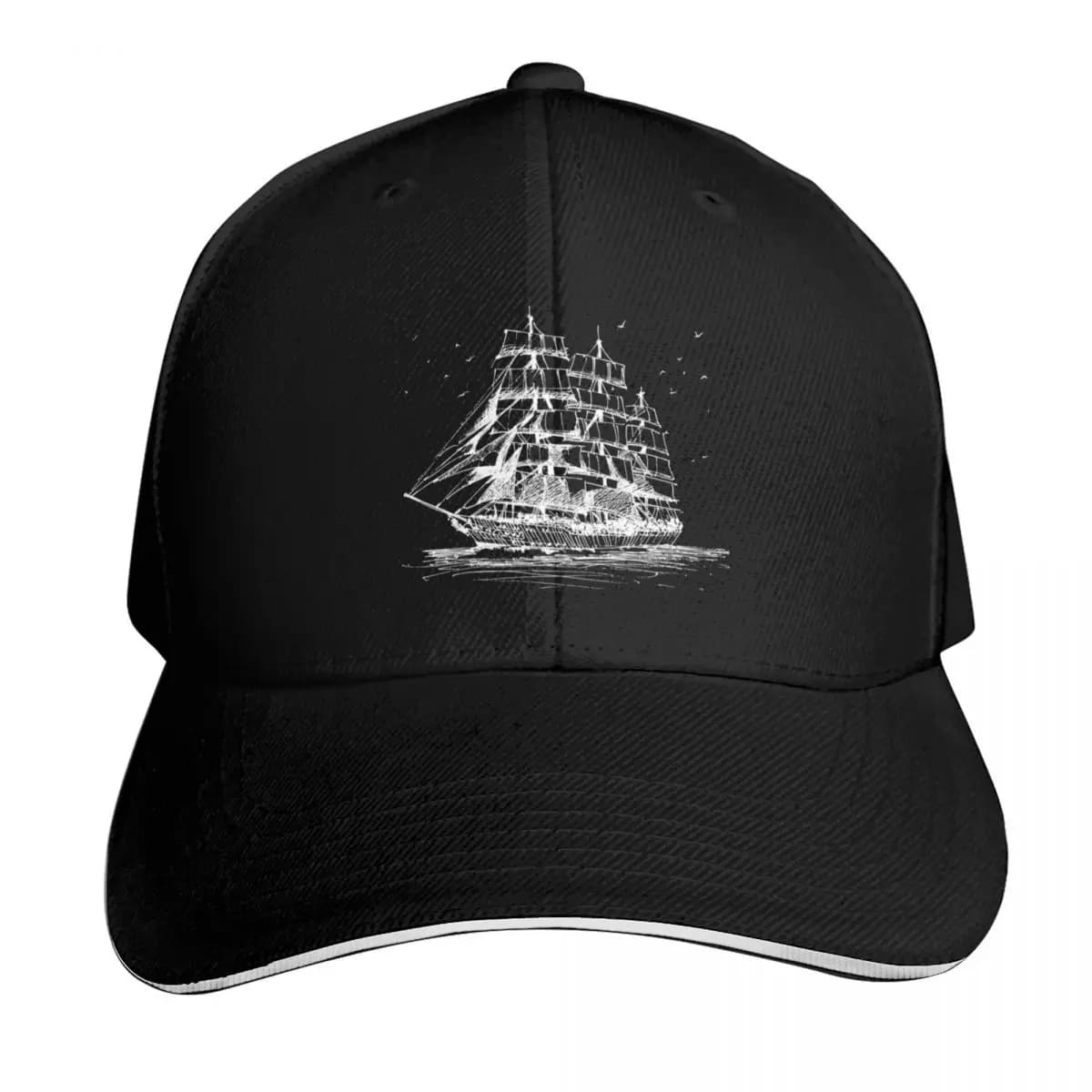 Sailing ship white Baseball Cap Trucker Hat Sunscreen Hat Beach hard hat Men Women's