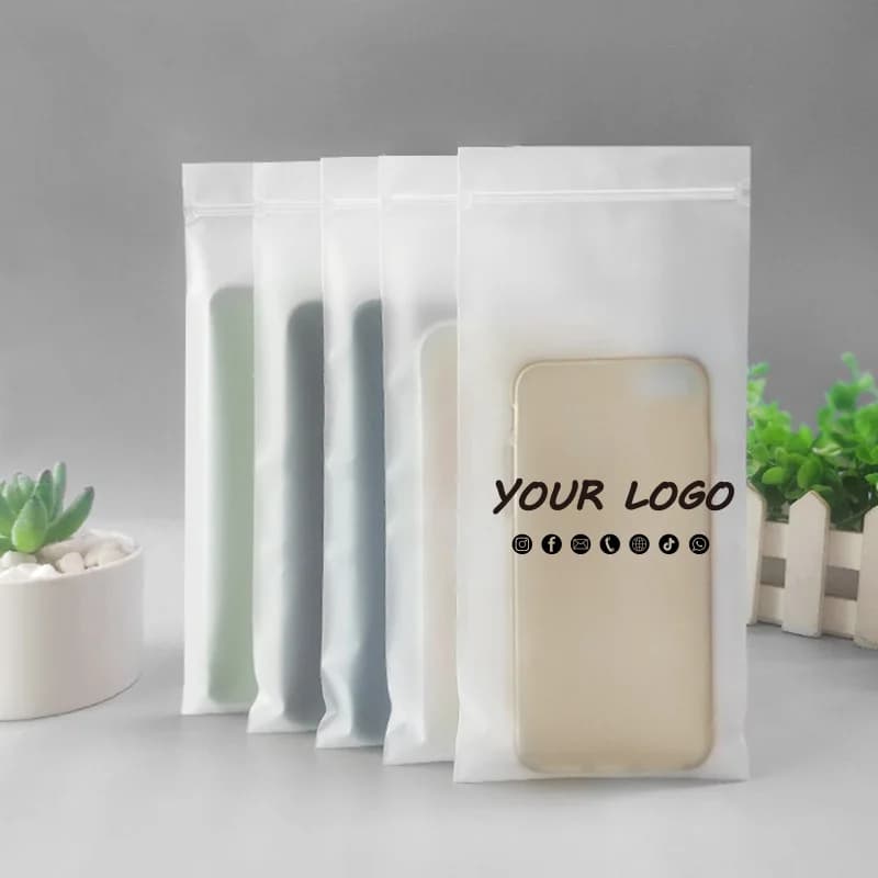 100 Sacchetti per Imballaggio Cover Telefono, Buste Sigillanti in Plastica, Sacchetti Adesivi Autosigillanti, Supporto per Logo Personalizzato