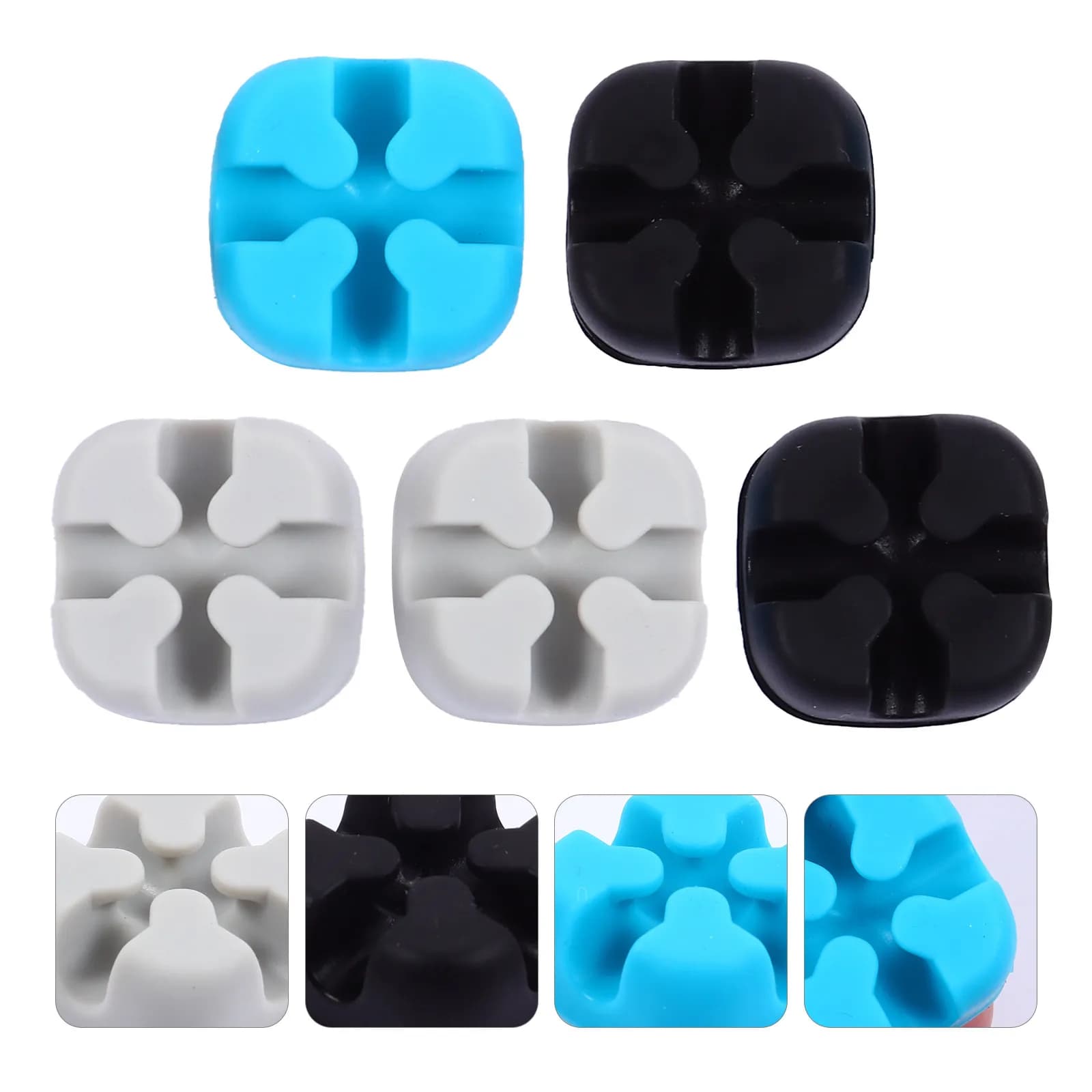 5 Pezzi Organizzatori Multifunzionali in Silicone per Cavi, Supporti per Cavi da Scrivania, Parete, Tavolo, Gestione Cavi di Alimentazione, USB e Dati