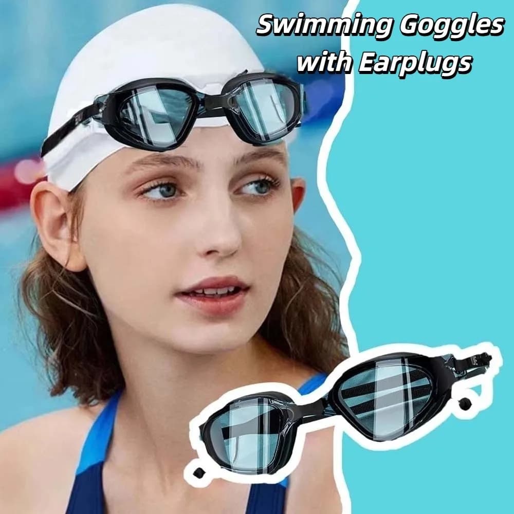 Waterproof Swimwear Dazzling colours Galvanotecnica Swimming glasses with ear plugs 3D removable nose Fit