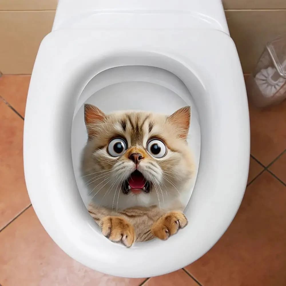 Divertenti adesivi creativi per toilette gatto 3D Adesivo da parete resistente all'acqua fai-da-te Decalcomanie autoadesive per sedili WC scoiattolo