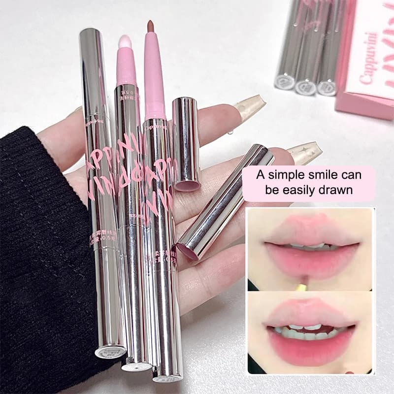 【Cappuvini Matita labbra opaca a doppia punta con pennello soffice per labbra, trucco labbra a lunga durata, rossetto opaco effetto velluto per contornare le labbra】
