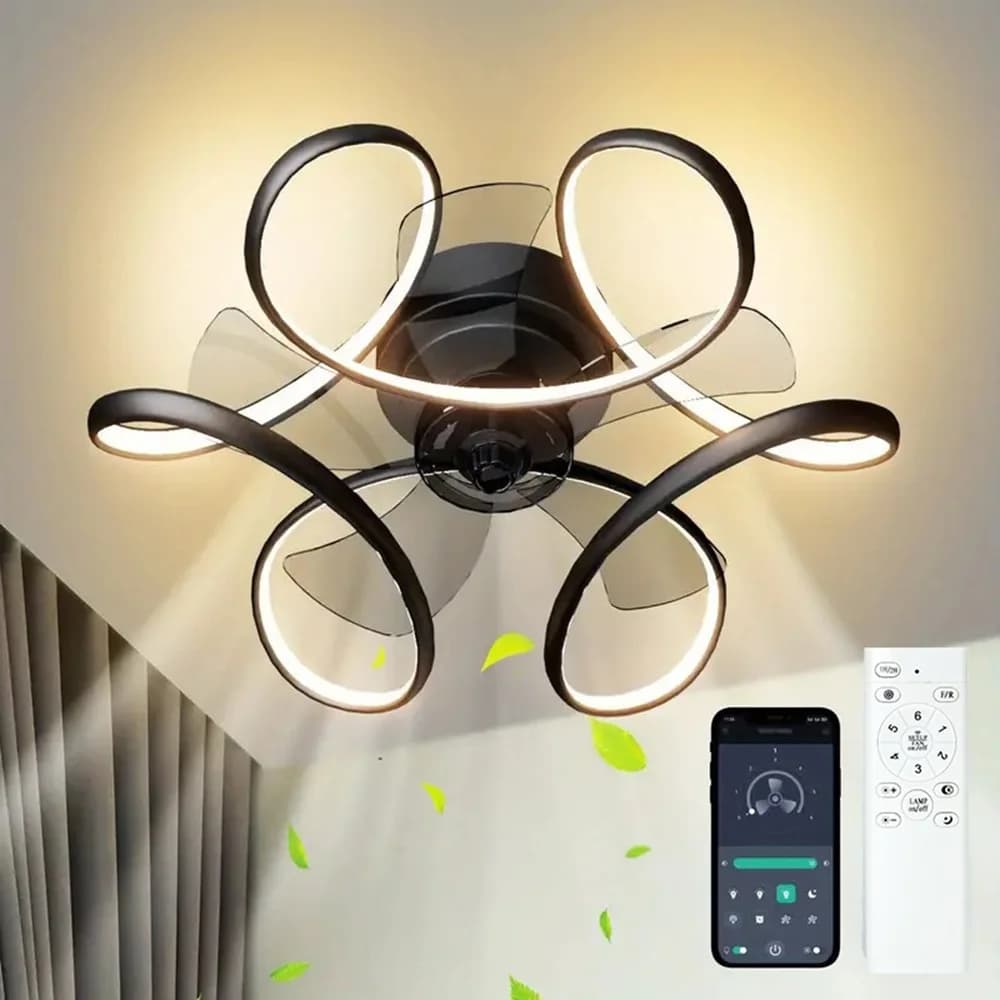 Modern Ceiling Fan Home Decorative Pendant Fan With Lamp Reversible Motor Suitable Kitchen Living Room Creative Chandelier Fan