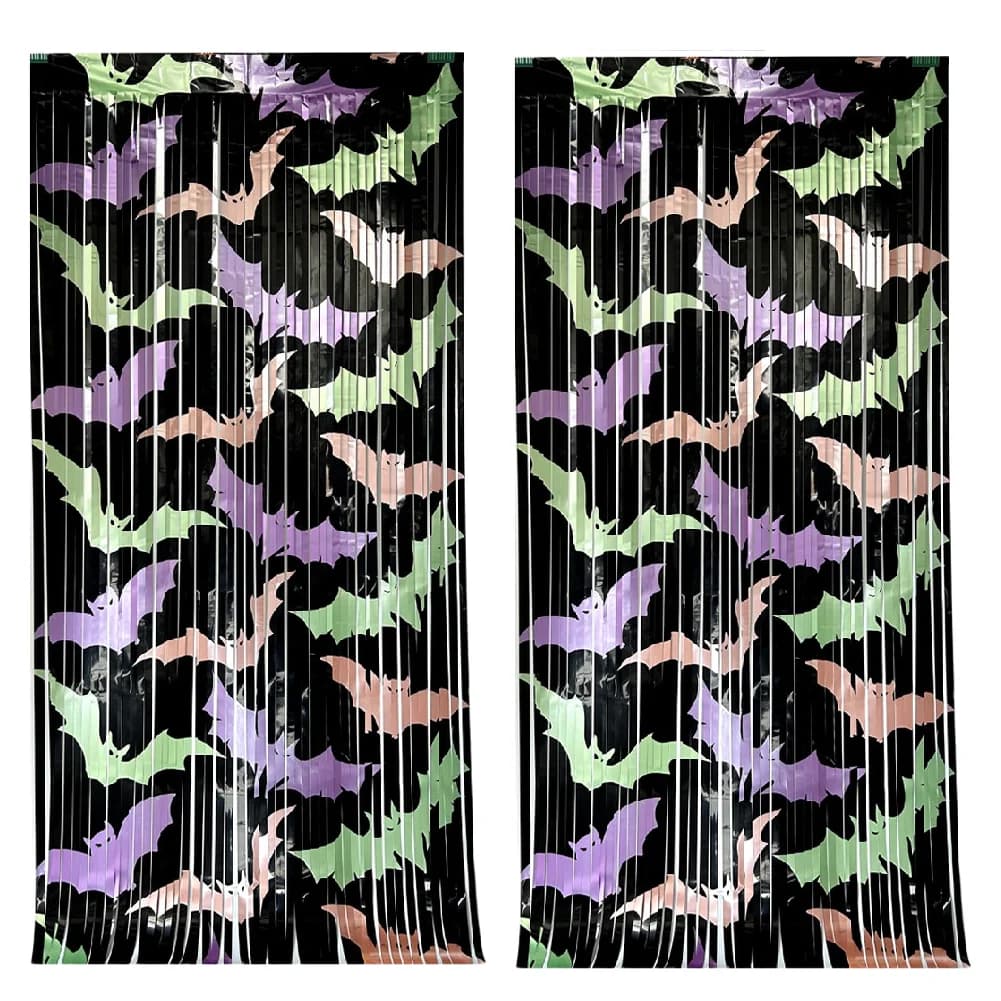 Hanging Fluorescent Bat Streamer for Halloween Party PET for Rain Thread Curtain for Themed Decoration and Festive Space