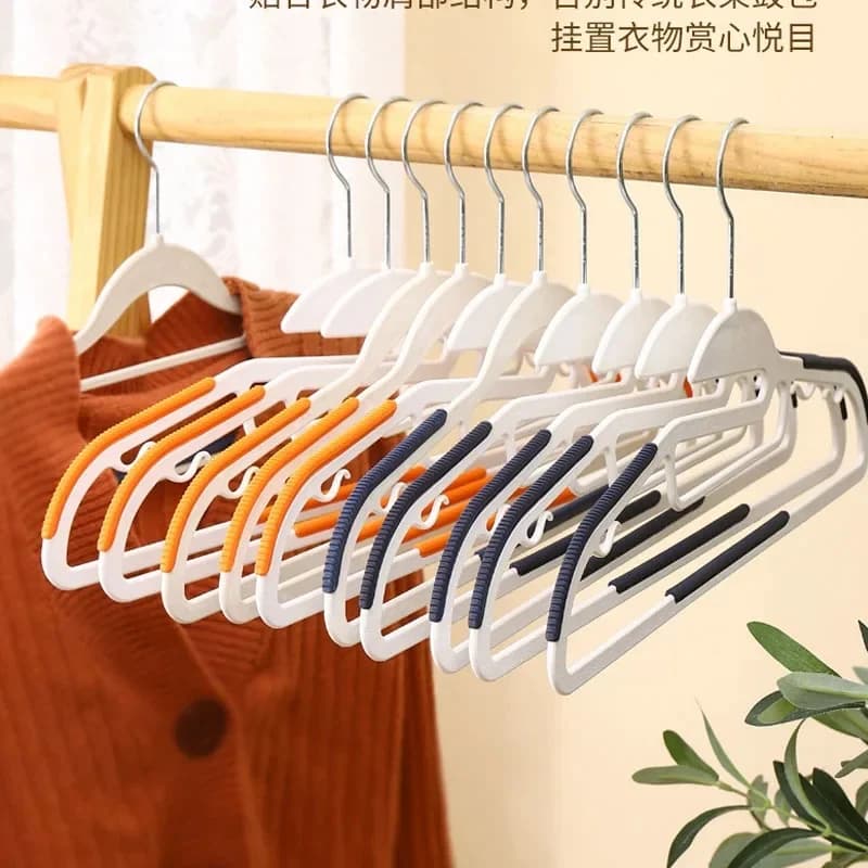 10Pcs Black/Orange/Grey Multifunctional Wet and Dry Household Hanger Suitable for Hanging Clothes Bedroom Wardrobe Anti-Slip