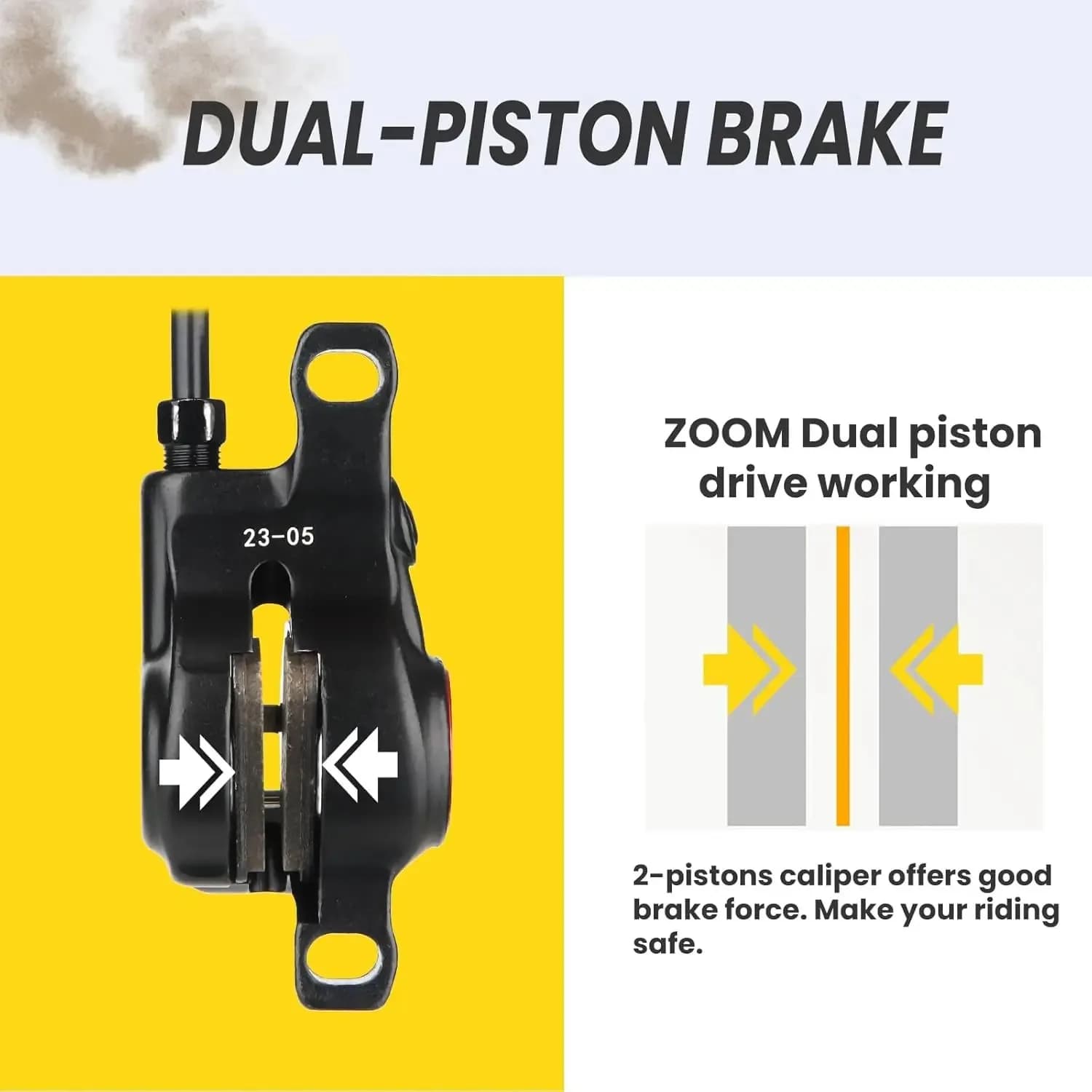 Zoom H875E MTB Hycline Ebike Hydraulic Disc Brake Caliper 2-Pistons Power-Off Electric Bike160mm/180mm Rotors Mounting Adapter