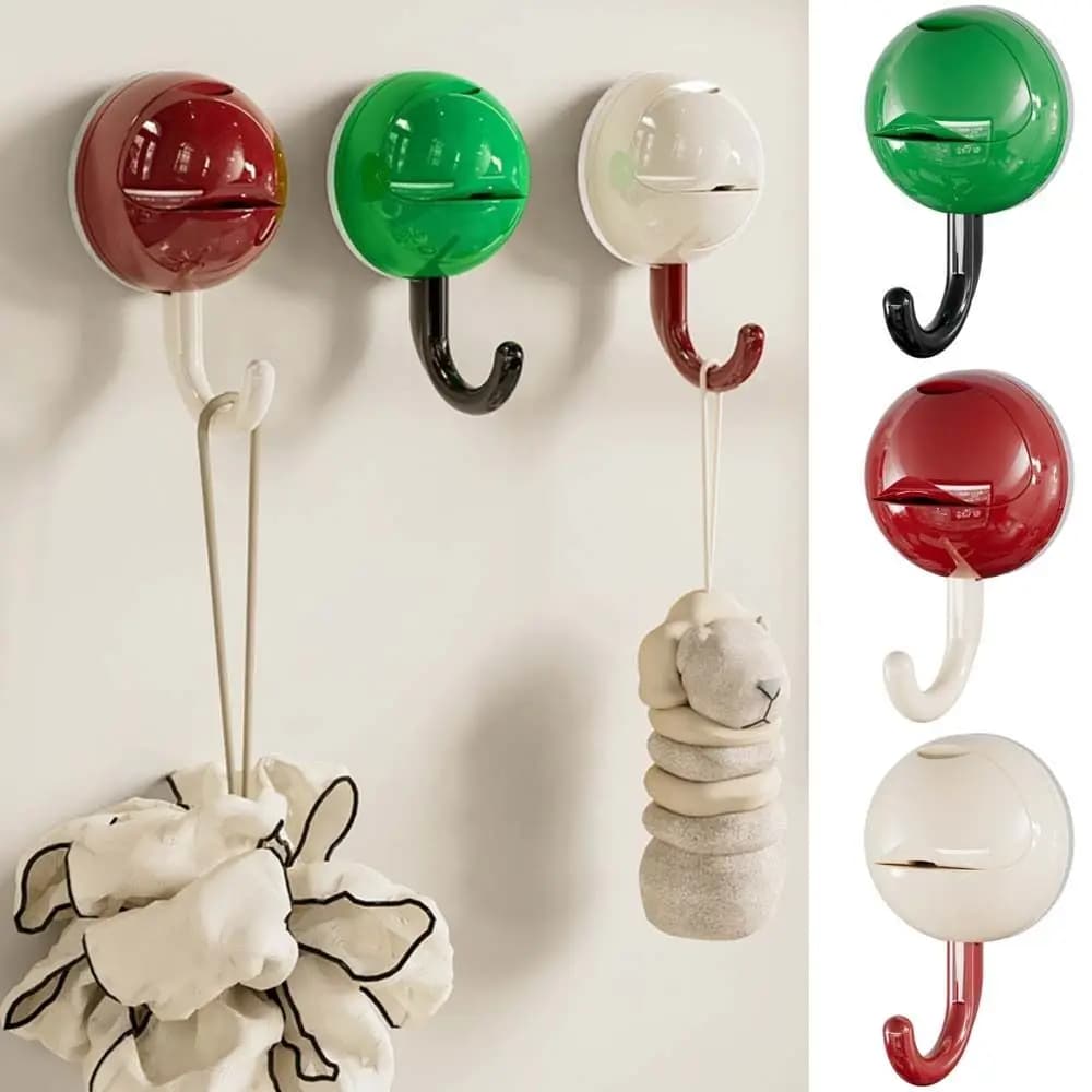Plastic Suction Cup Hooks Non-Marking Candy Color Wall Towel Hooks Waterproof Round Head Kitchen Storage Hooks Bathroom
