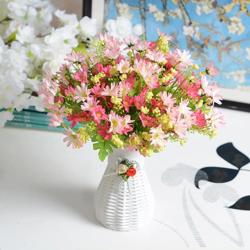 1 Pezzo Vaso per Fiori in Rattan Artificiale da 16,5 cm, Cesto in Plastica per Piante da Scrivania, Vassoio Creativo per Giardinaggio, Ornamento per Casa e Ufficio