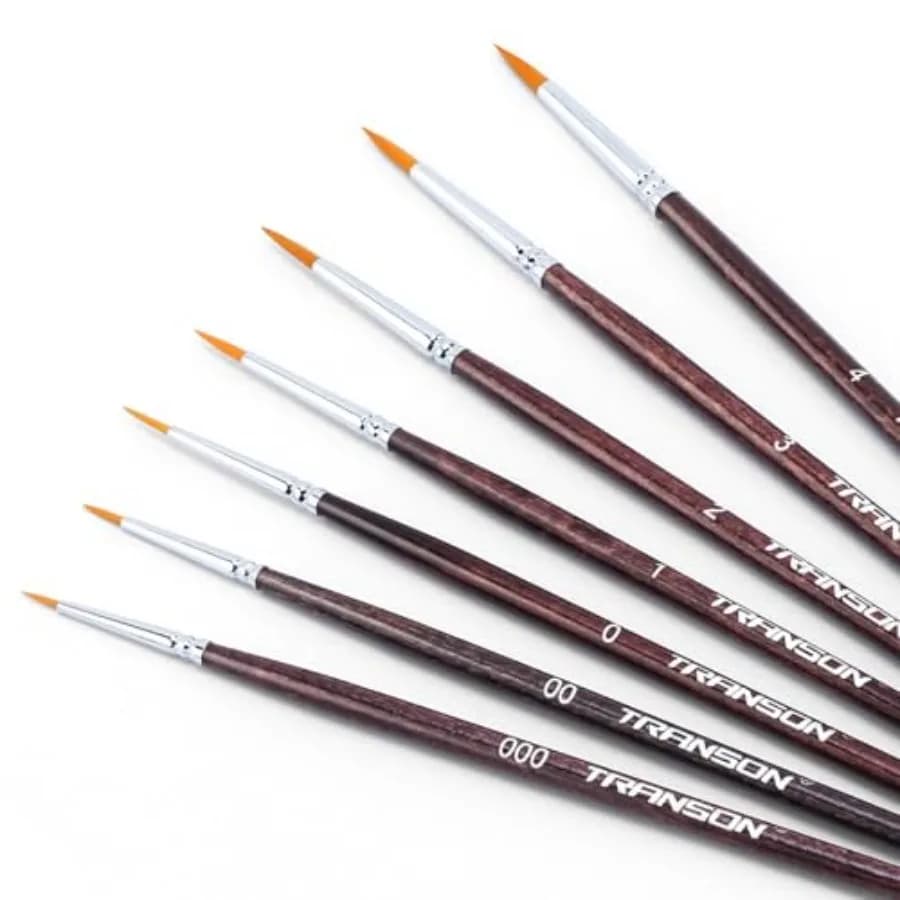 Small Detail Paint Brushes 7pcs for Model Painting Acrylic, Gouache, Oil, Tempera and Face Painting