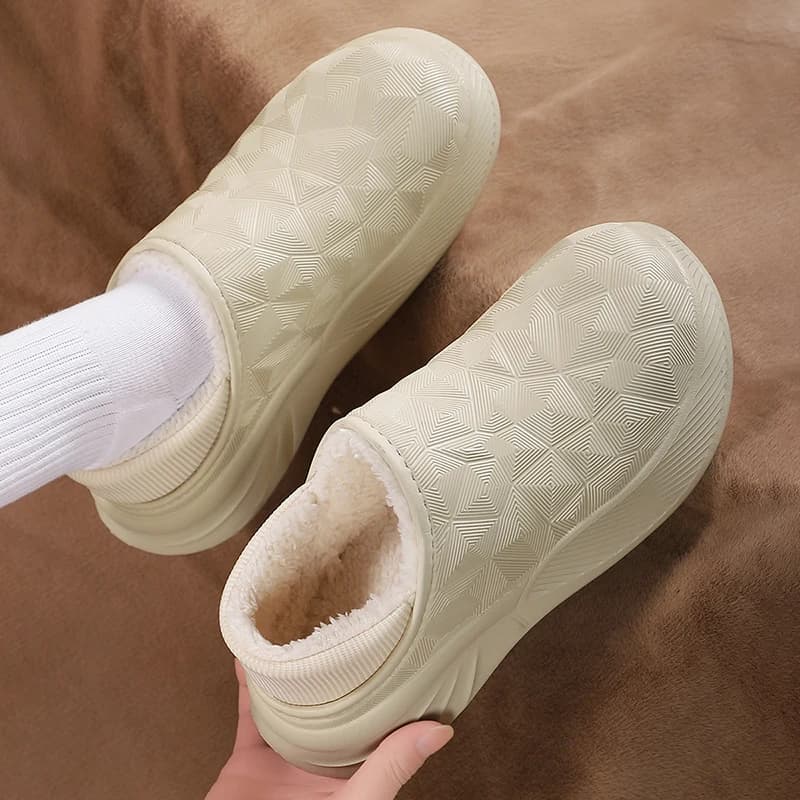 Pantofole in cotone impermeabili per uomo e donna, autunno e inverno, tacco chiuso, nuovo modello 2025, antiscivolo per interni, foderate in pile, scarpe in cotone caldo per abbigliamento da esterno