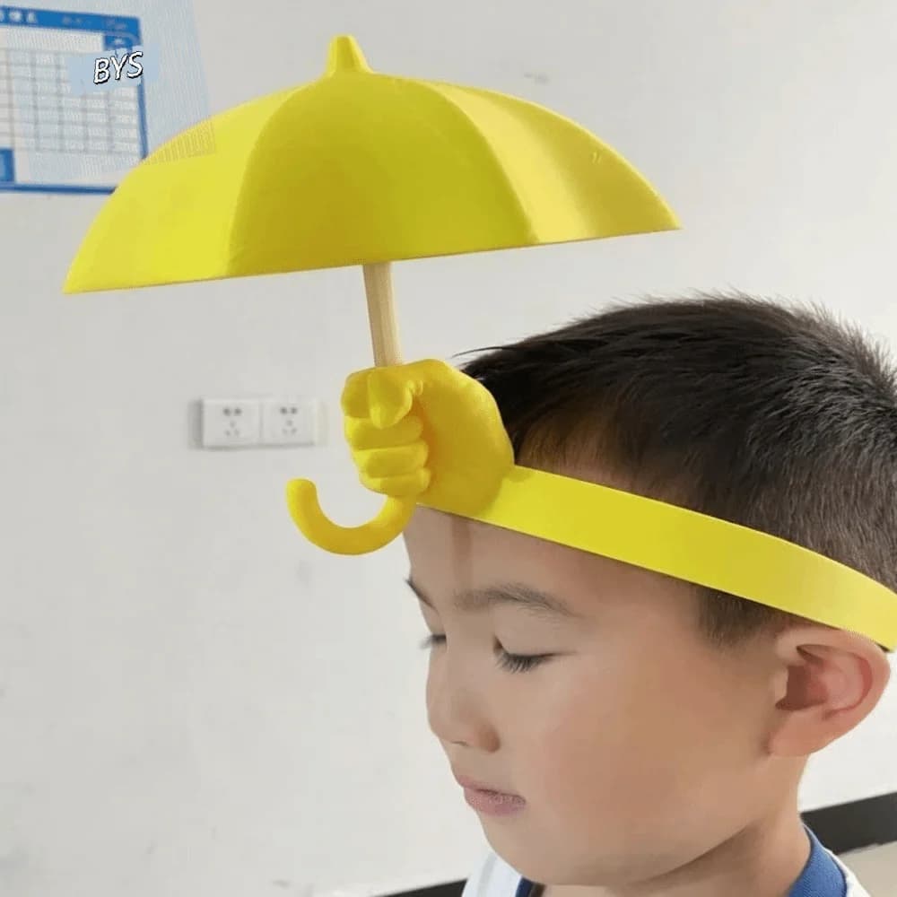 Gag Gift 3D-Printed Umbrella Hat PLA Material Hand-Shaped Mini Parasol Sun Cap Quirky Hands-Free Creative Headwear Comedians