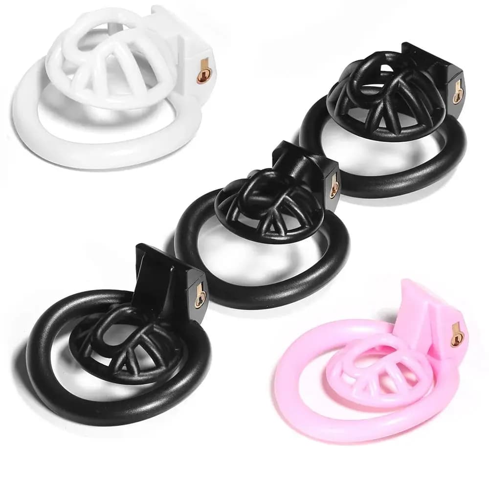Gabbia di castità negativa per giocattoli sessuali Sissy con anelli per il pene di 4 dimensioni Rosa/Nero/Bianco Bdsm Blocco del pene Giocattoli per adulti per uomini