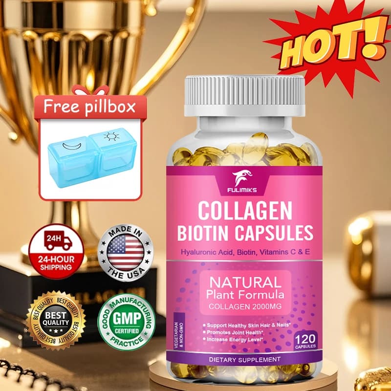 Advanced capsules of collagen and biotin, with vitamin C and E, biotin, support for skin, hair and nails, supplement with antioxidant protection
