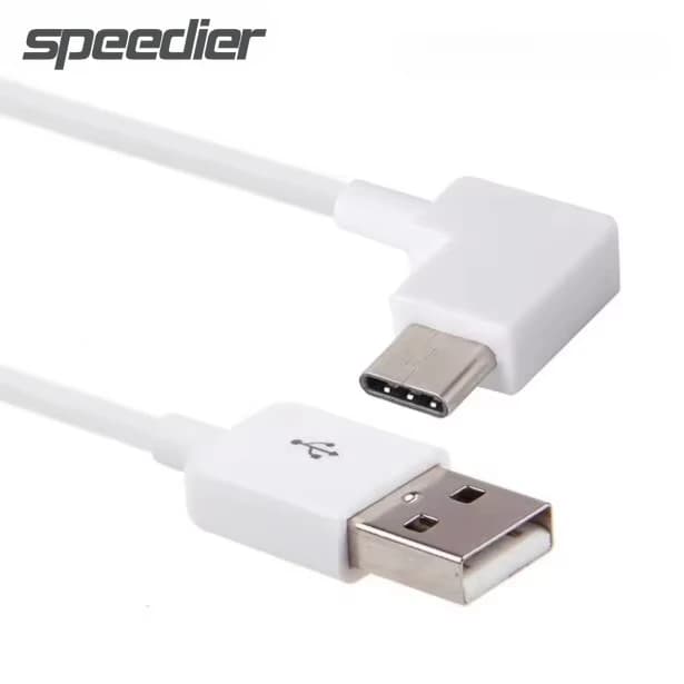 USB-C bianco USB 3.1 Tipo-C Gomito Angolo 90 Cavo di ricarica dati a USB A 2.0 Cavo tipo C da 0,2 m 1 m 2 m 3 m per tablet e telefoni cellulari