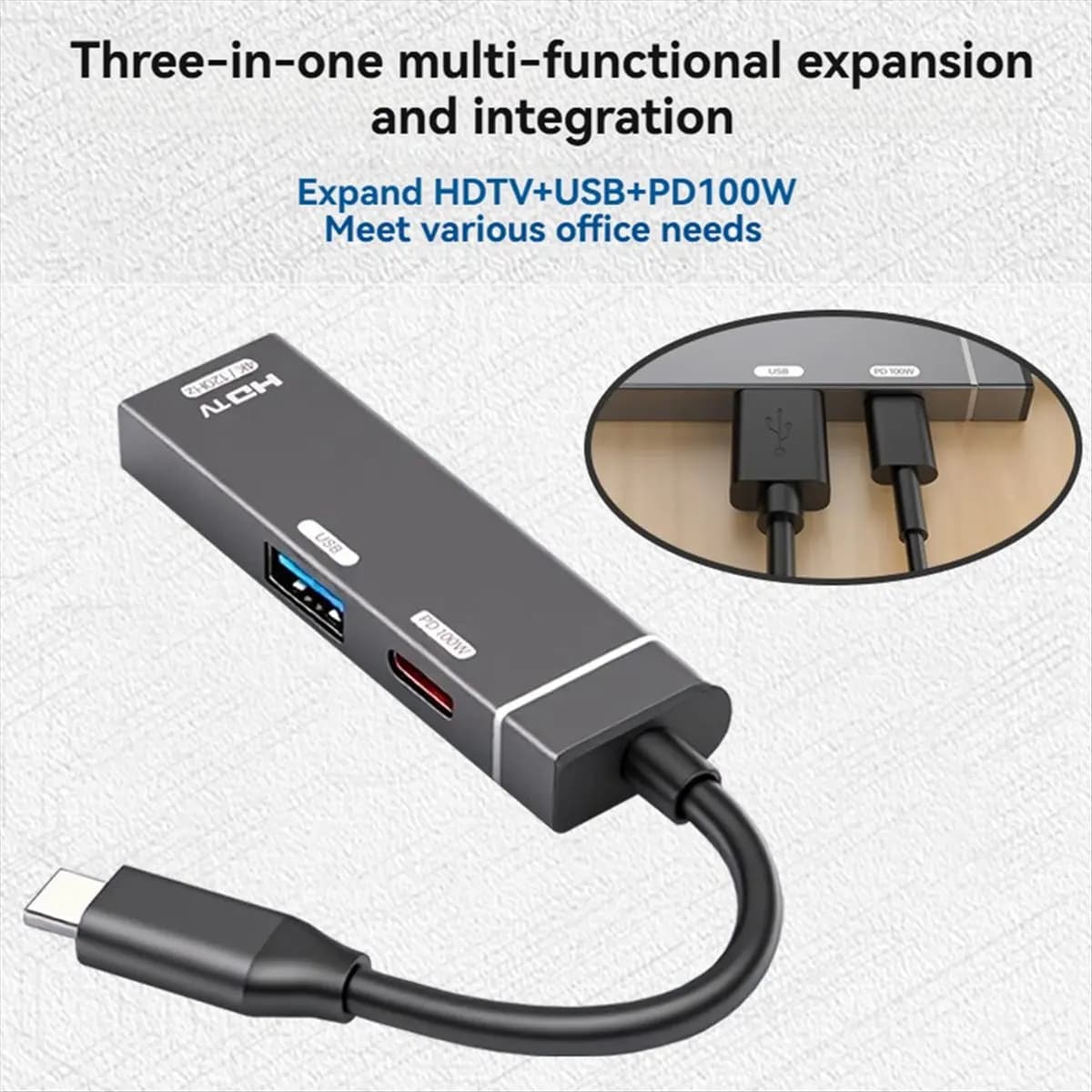 Docking Station A46U Type-C HUB, Convertitore HDMI 4K@120Hz, da Type-C a HDTV, USB-A, PD100W, Splitter USB C per PC