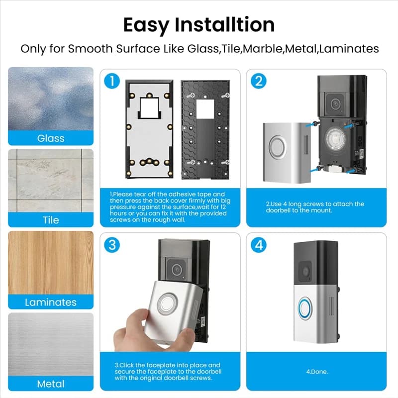 Supporto per campanello video A93Z per videocitofono 3/3 Plus/4, campanello a batteria Plus/Pro, campanello a batteria (versione 2024)