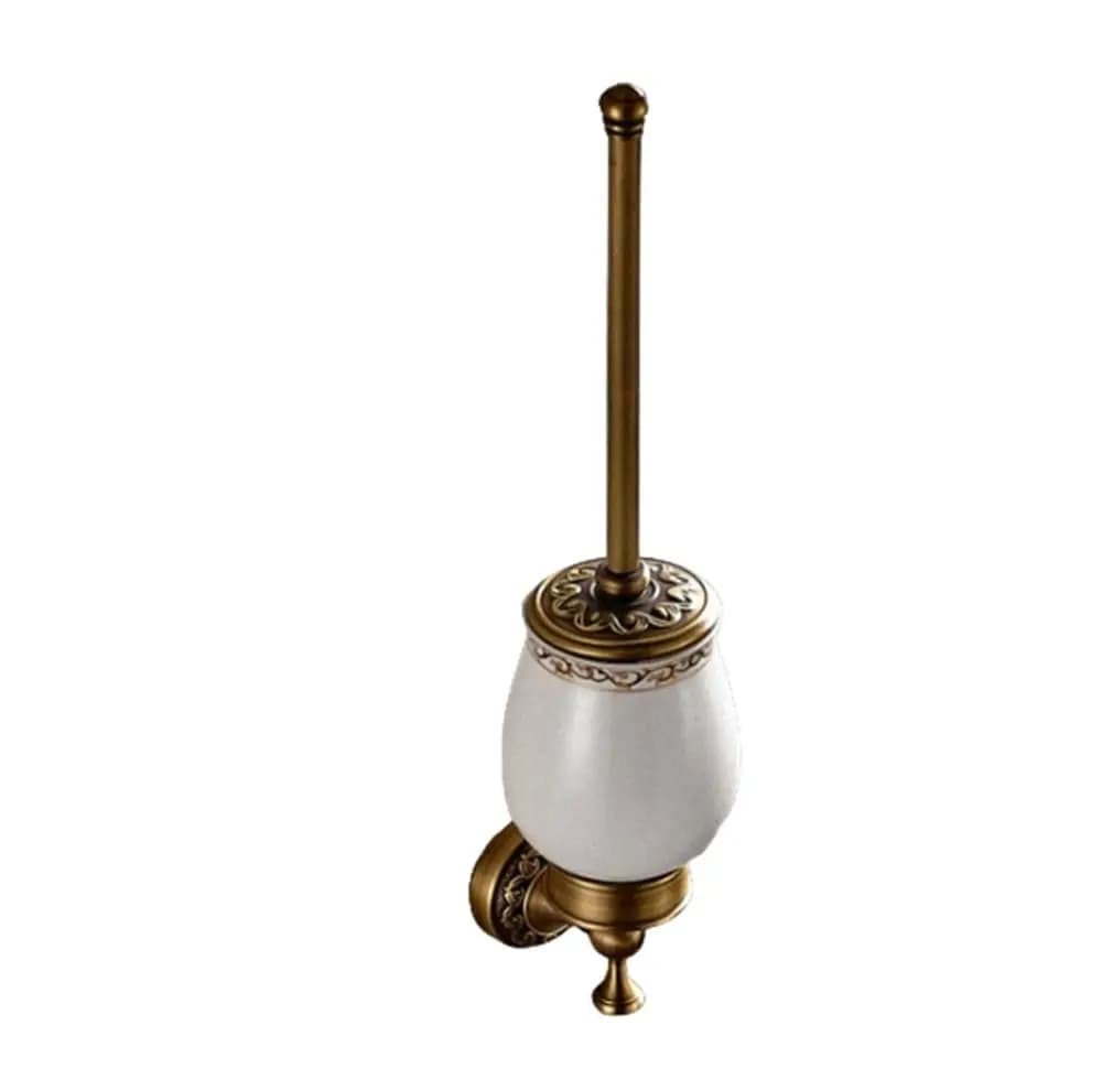 Antique Brass Bathroom Accessories Set Wall Mounted Carved Hardware Set Toilet Brush Holder, Customized
