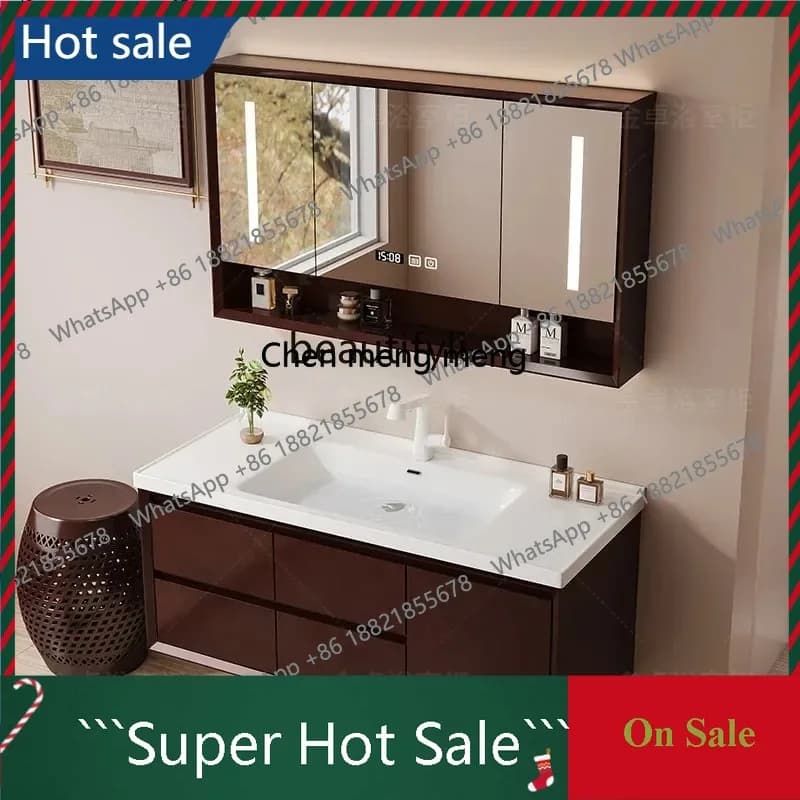 3001 Rovere pieghevole nuovo cinese feng shui specchio mobiletto del bagno piegatura a caldo in ceramica integrata lavabo a mano cabinets 51