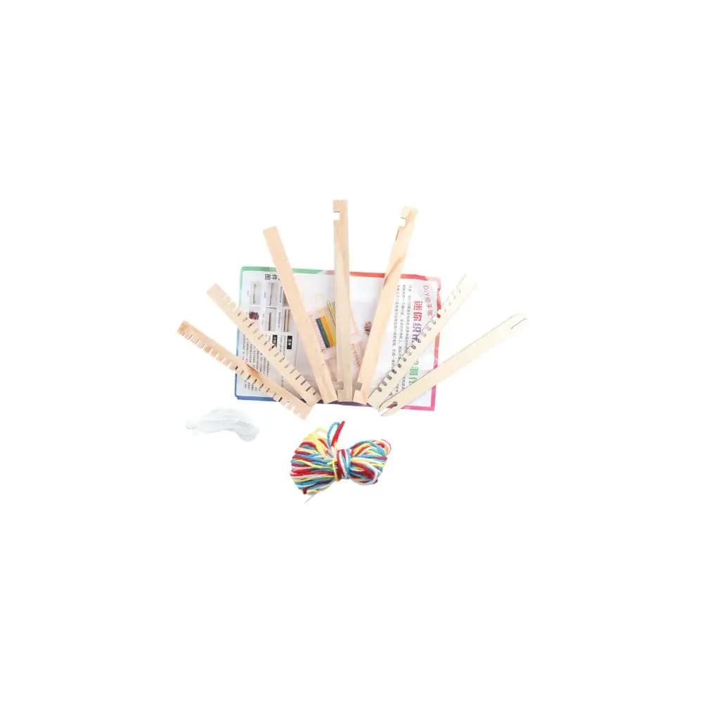 Educational DIY Wooden Weaving Loom Starter Kit Wooden Mini DIY Weaving Toy Homemade Knitting Machine Household Toys
