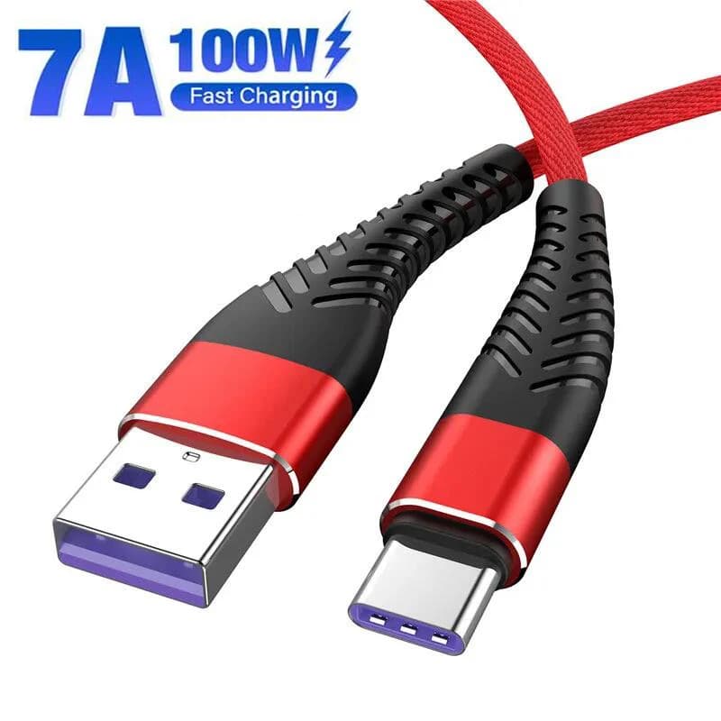 Cavo dati USB A a Tipo C intrecciato in nylon da 100W per ricarica rapida, compatibile con Samsung Galaxy, Xiaomi, Huawei e altri telefoni Android, lunghezza 1/2/3m