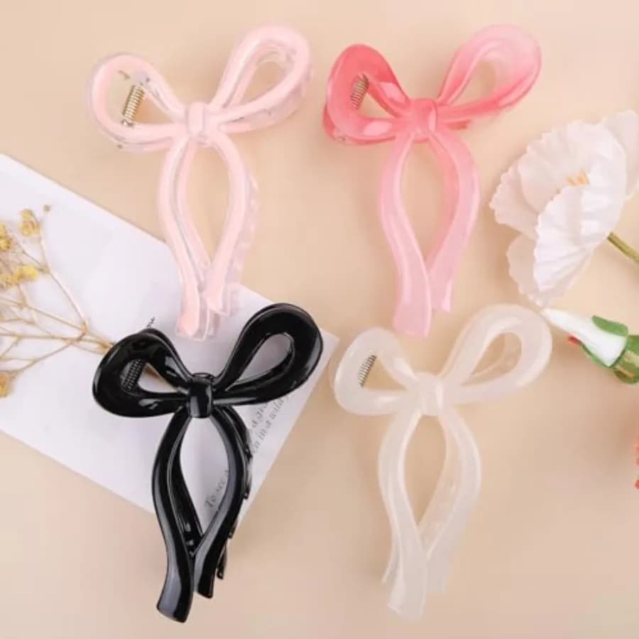 4 Pcs Bow Hair Clips Elegant Hair Claw Butterfly Hair Accessories for Girls Nonslip Butterfly Clips Hair Grips Styling Accessor