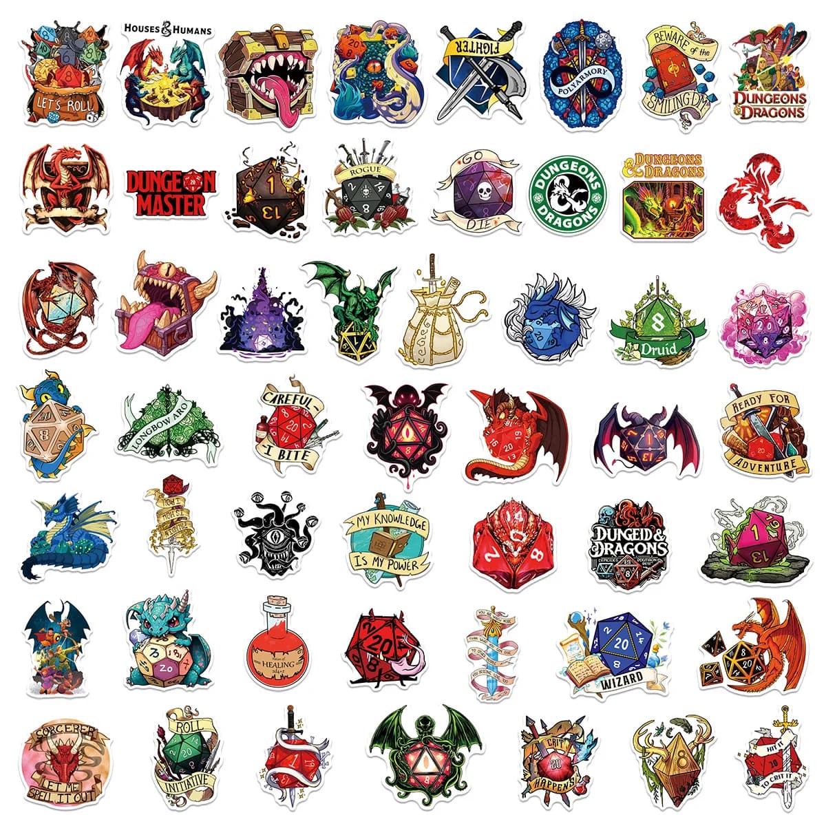 10/50 Pezzi Adesivi Graffiti Dungeons & Dragons, Sticker da Gioco Squisiti e Fantastici per Telefono, Computer, Notebook, Cancelleria, Giocattoli Fai-da-te, Segreti
