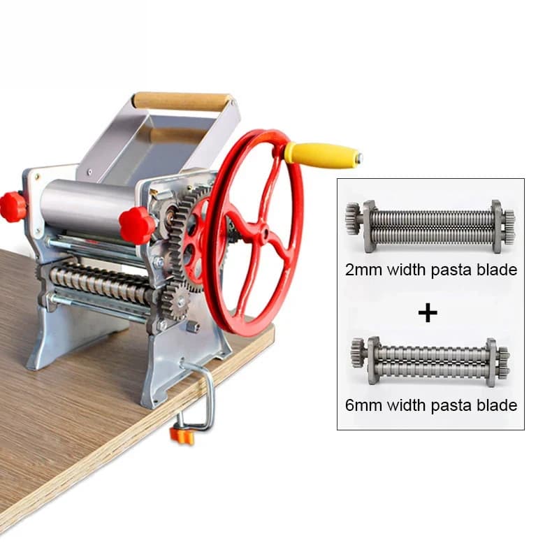 Macchina Manuale per Pasta JIQI in Acciaio Inox, Pressa per Noodle con Manovella, Macchina per Pasta, Ravioli, Wonton, Sfogliatrice e Tagliapasta per Spaghetti
