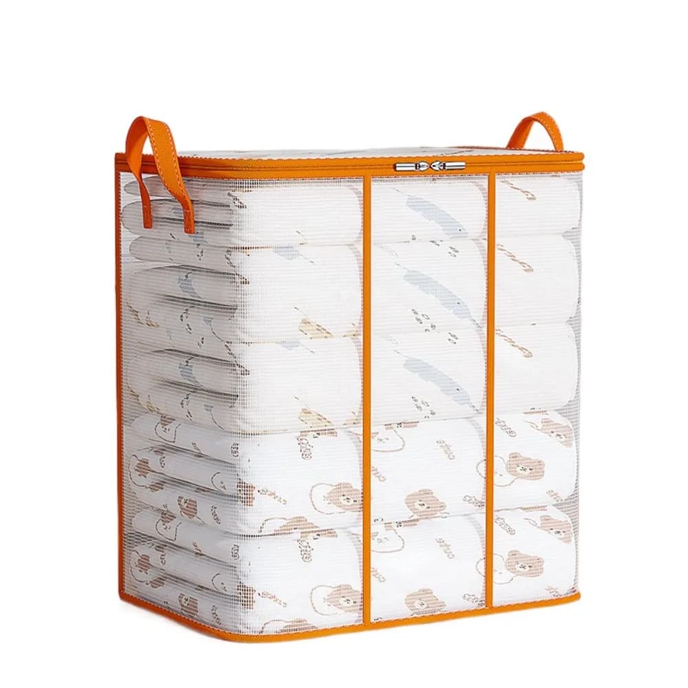 Large Capacity Foldable Storage Bag Waterproof Transparent PVC Quilts Storage Bag Moisture Proof Zippered Closet Organizer