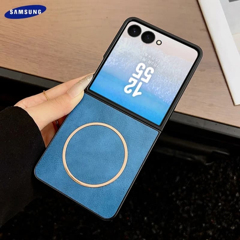 Custodia magnetica per telefono in pelle opaca di lusso per Samsung Galaxy Z Flip 7 6 5 4 per cover posteriore antiurto con ricarica wireless Magsafe
