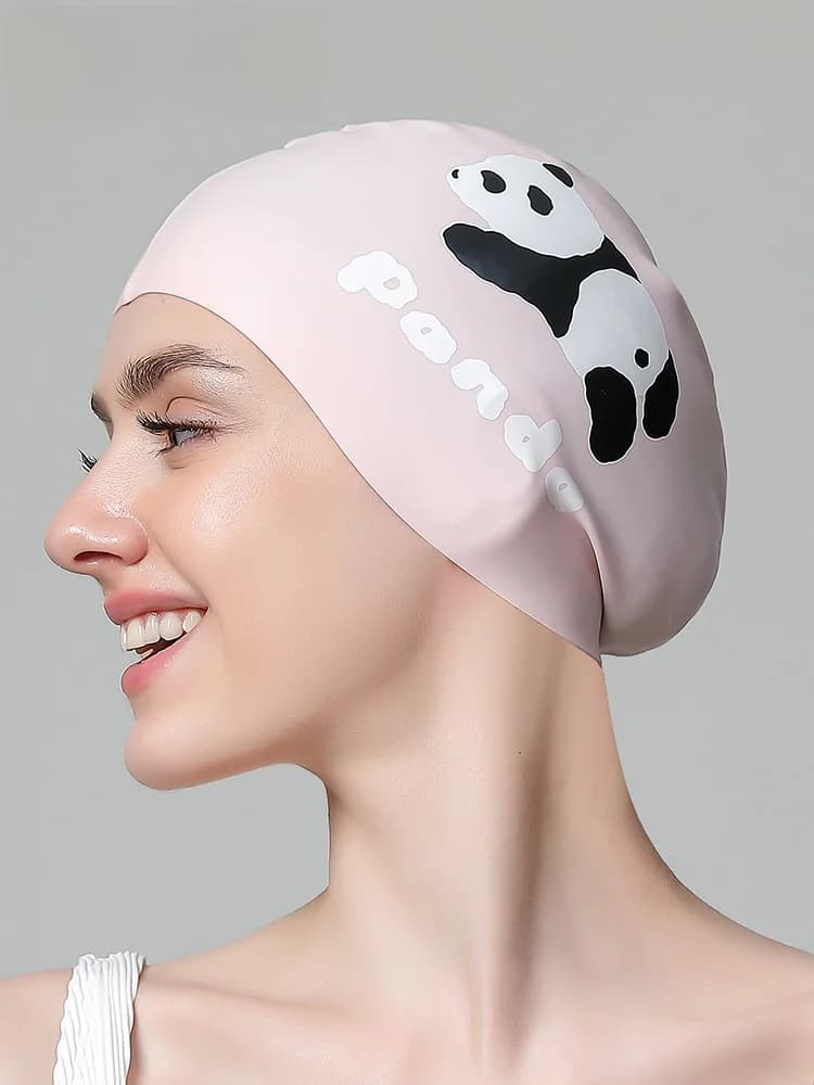 Large Size Silicone Swimming Head for Women with Long Hair, Special and Comfortable, Eye Protection, Adult Head Circumference, Waterproof
