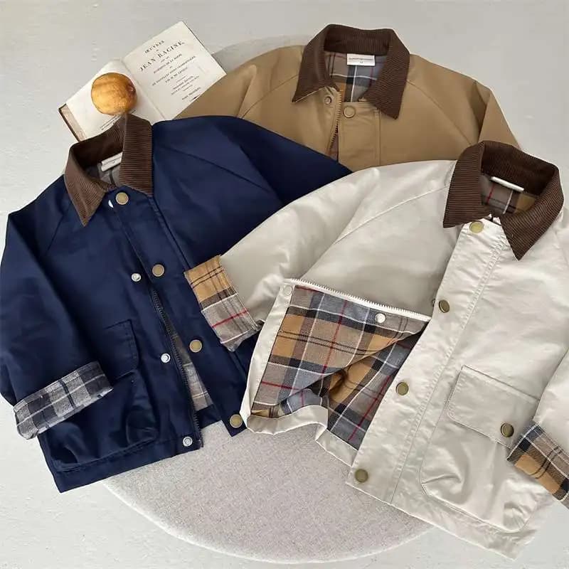 RAISE YOUNG Primavera Autunno Bambini Ragazzi Giacca Plaid Tasca impiombata Manica lunga Bambino Ragazzi Capispalla Cappotto Bambini Ragazzi Giacca