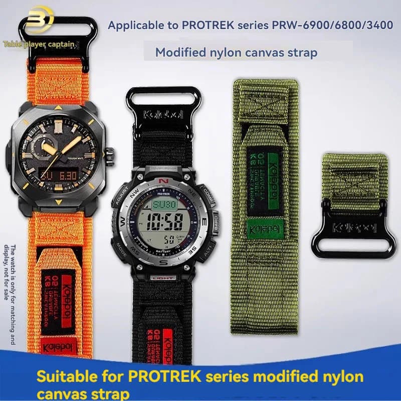 Suitable for Casio PRW-6900/6800 PRW-3400Y men's watch strap in breathable nylon canvas modified 23mm