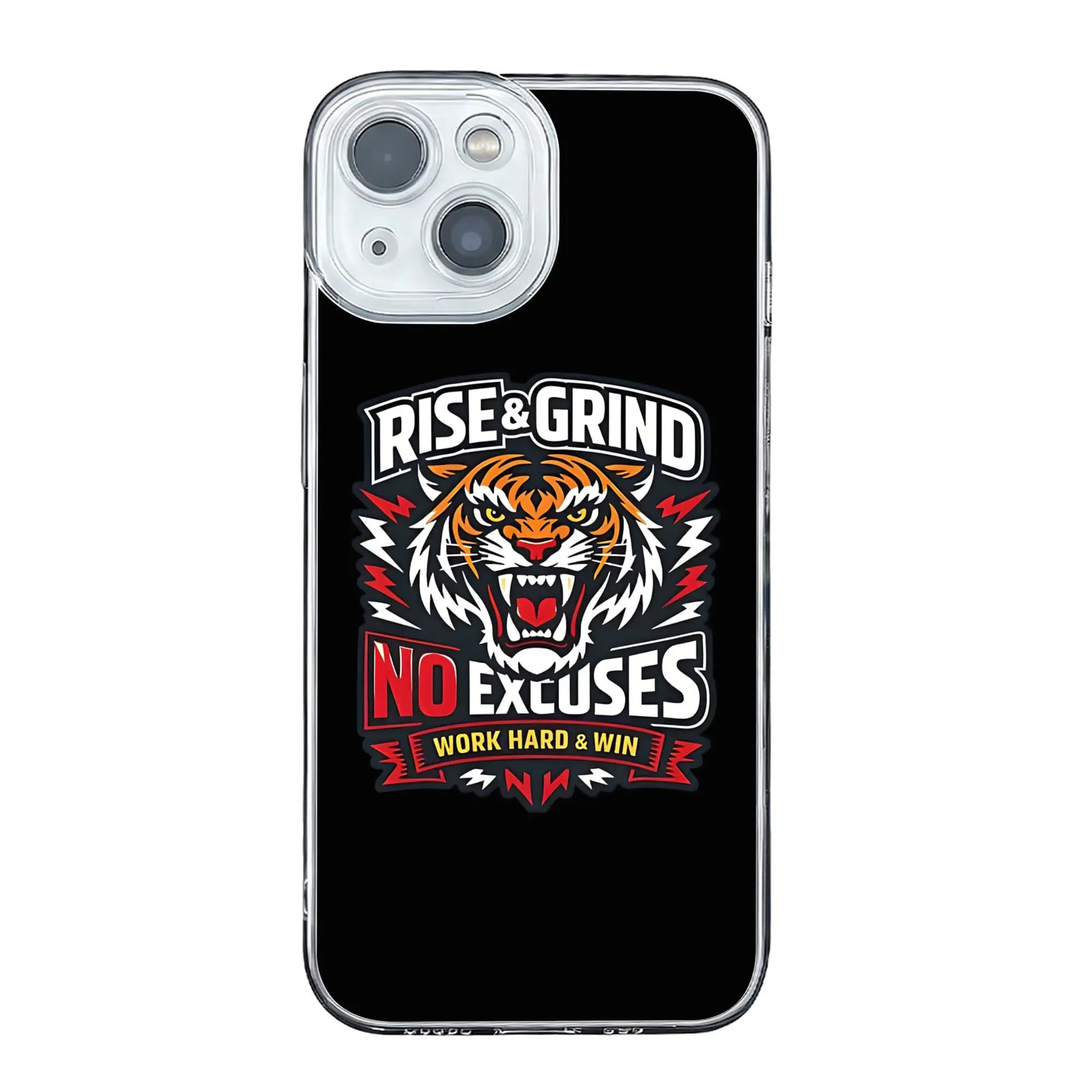 Cover anti-collisione Rise And Grind No Excuses per iPhone 17 16 15 14 13 12 11 Pro Max