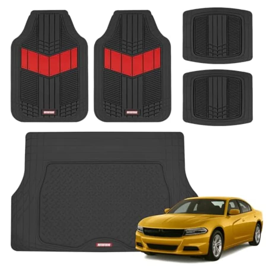 Tappetini DualFlex per Auto e Tappeto Bagagliaio Set Completo - Tappetini in Gomma Anteriori e Posteriori per Tutte le Stagioni e Rivestimento Bagagliaio