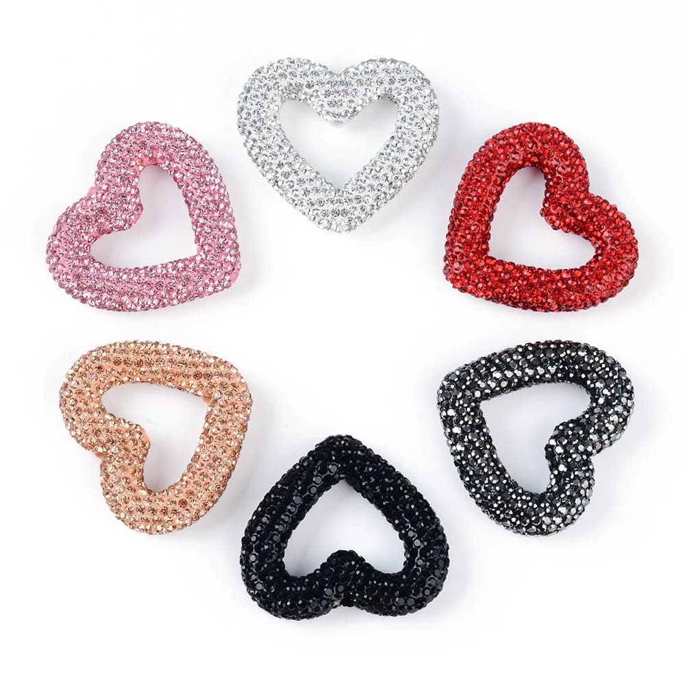 Perline di argilla polimerica perline distanziatrici a forma di cuore di san valentino strass colorati, utilizzate per gioielli fai da te che fanno collane portachiavi