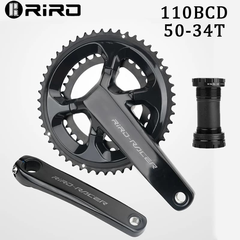 RIRO Road Bicycle Crankset for Folding Bike 11/12 Speed Aluminum Alloy Double Chainring Hollowtech Integrated UT/105