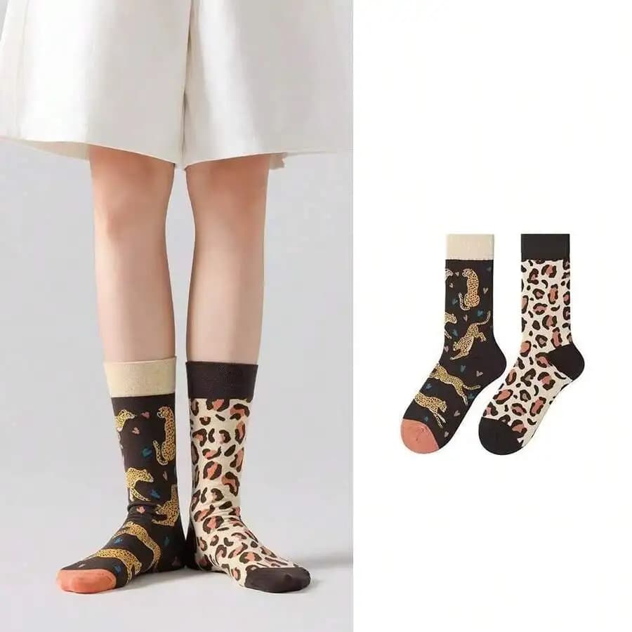 Leopard Print Mid-Calf Socks For Men And Women Streetwear Casual Fashion Socks