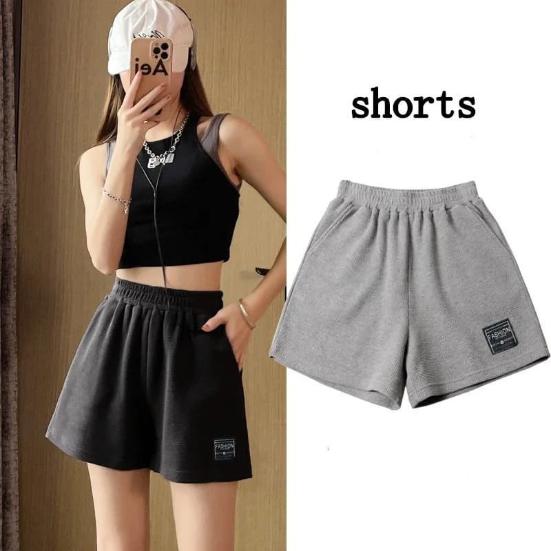 Waffle Sports Shorts Summer Thin High Waist Thin Loose New Straight Three-point Casual Hot Pants Wide-leg Pants